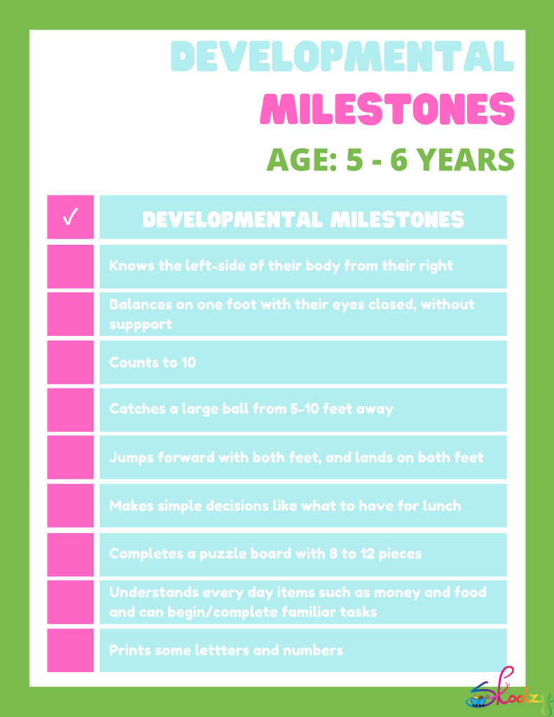 What milestone should a 5-year-old have?