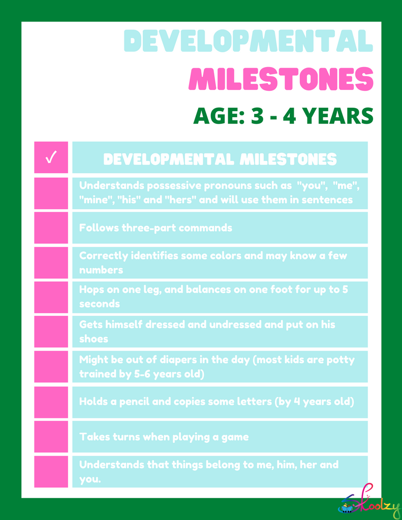 Developmental Milestones 3-4 year olds