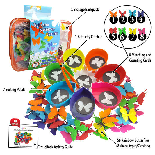 Butterfly Color Sorting 75 Piece Toys_and_Games Set, Counting Learning Activities for Toddlers & Preschool Educational Toys for Toddler