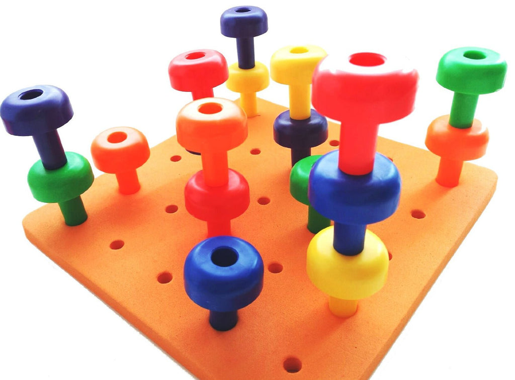 Stack It Peg Game with Board Occupational Therapy for Autism (1 Board and 30 Pegs)
