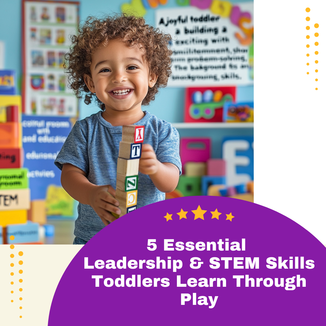 "Toddler stacking colorful blocks to develop critical thinking and problem-solving skills with STEM toys."
