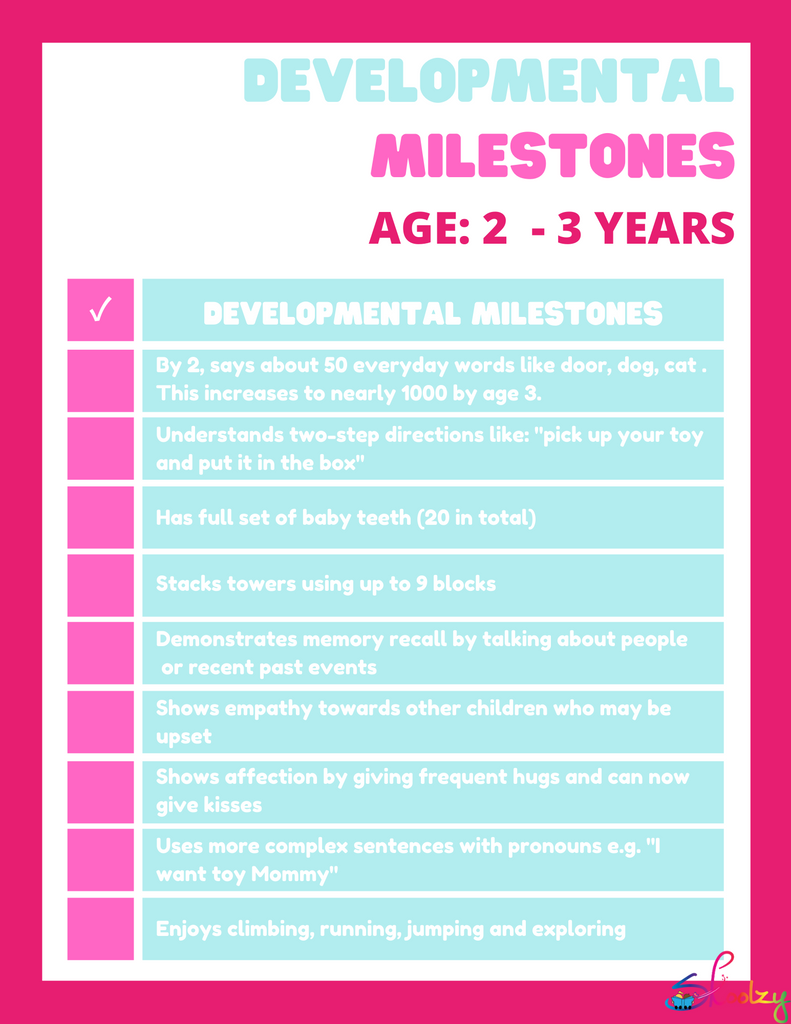 Developmental Milestones 2-3 year olds