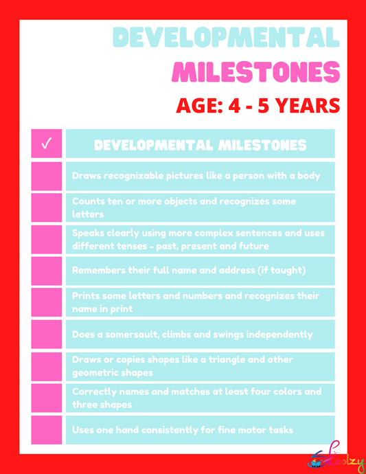 Developmental milestones 4-5 years old