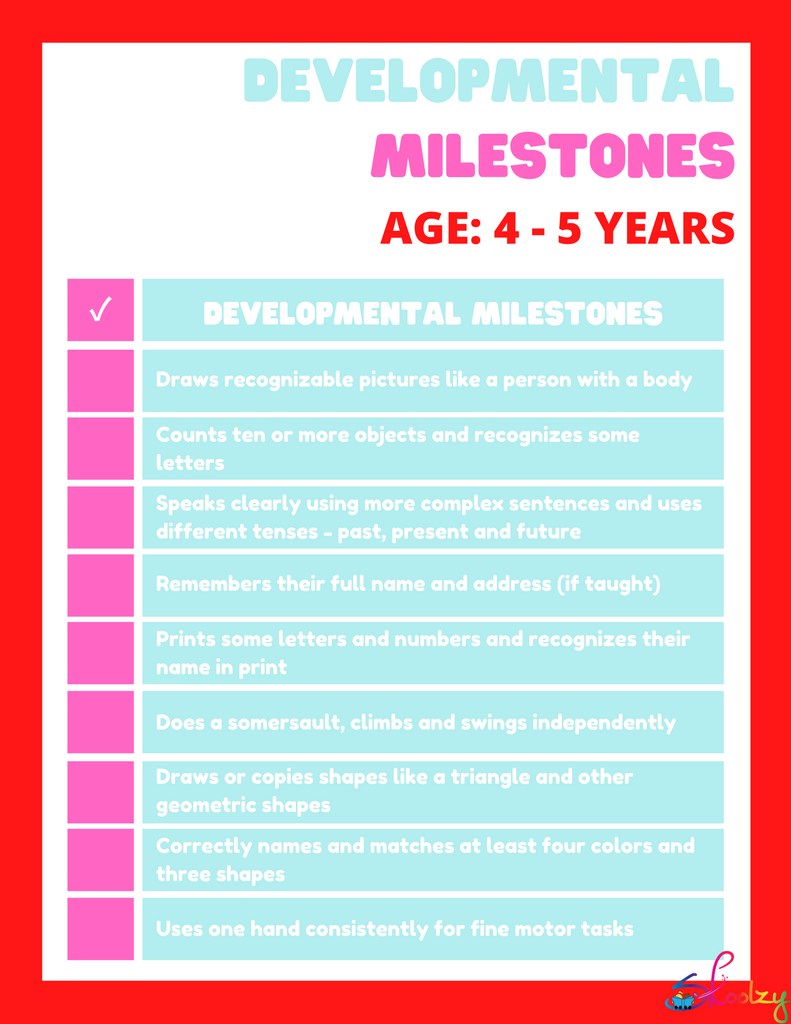 Developmental Milestones 4-5 year olds