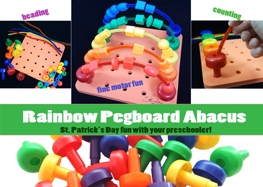 St. Patrick’s Day Pegboard Rainbow Abacus Toddler Activity!