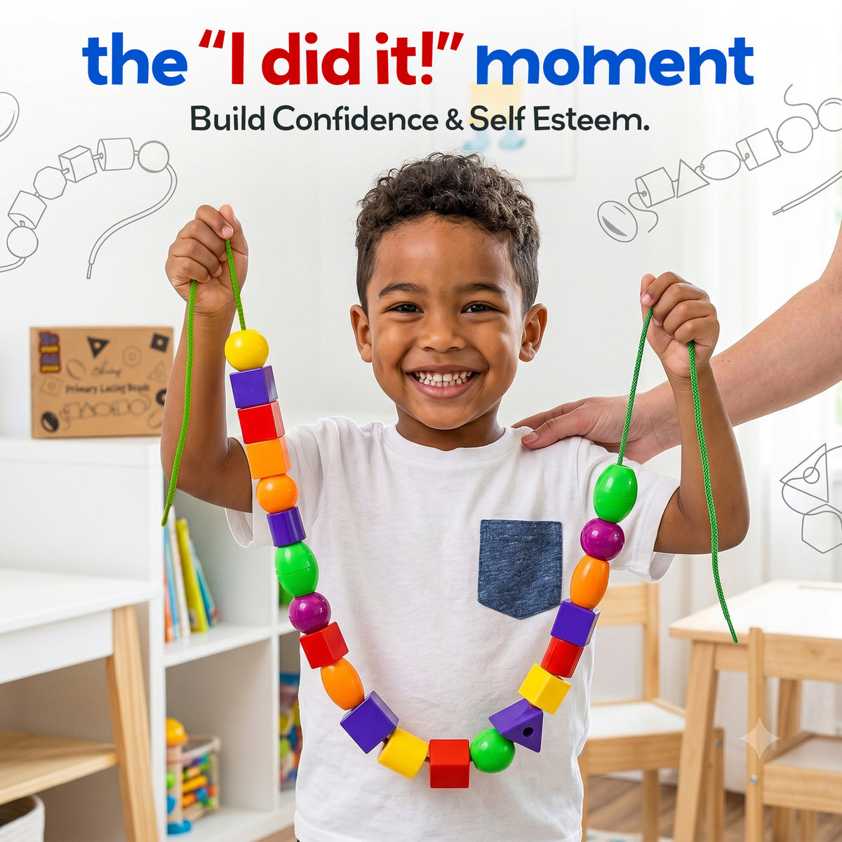Rainbow Stringing Beads for Toddlers 46 Pcs | Stringing Beads