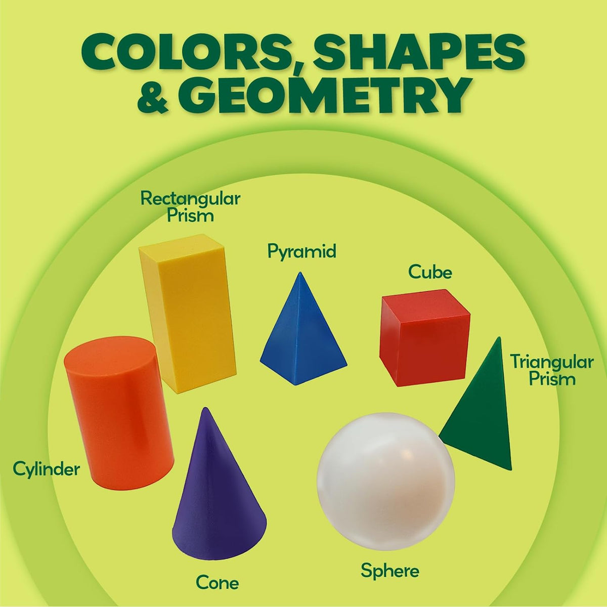 7 Jumbo Geometric Solids 3D Shapes for Kids