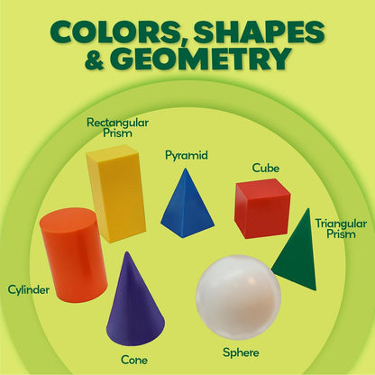 7 Jumbo Geometric Solids 3D Shapes for Kids