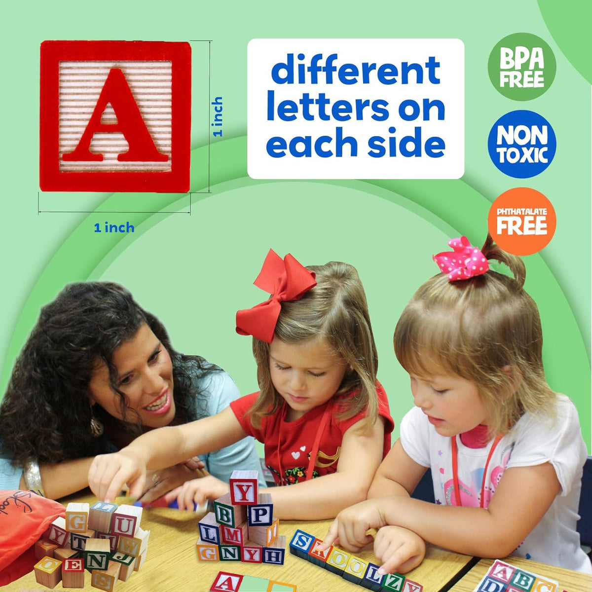 30 Wooden Alphabet Letter Blocks