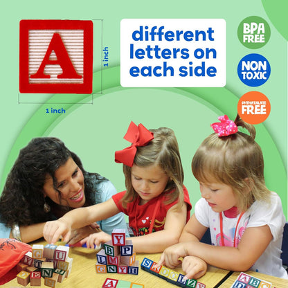 30 Wooden Alphabet Letter Blocks