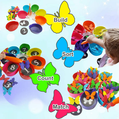 Butterfly Color Sorting 75 Piece Toys_and_Games Set, Counting Learning Activities for Toddlers & Preschool Educational Toys for Toddler