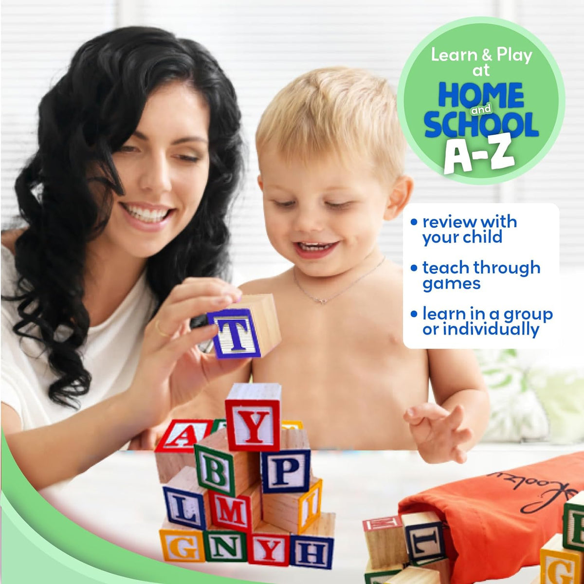 30 Wooden Alphabet Letter Blocks