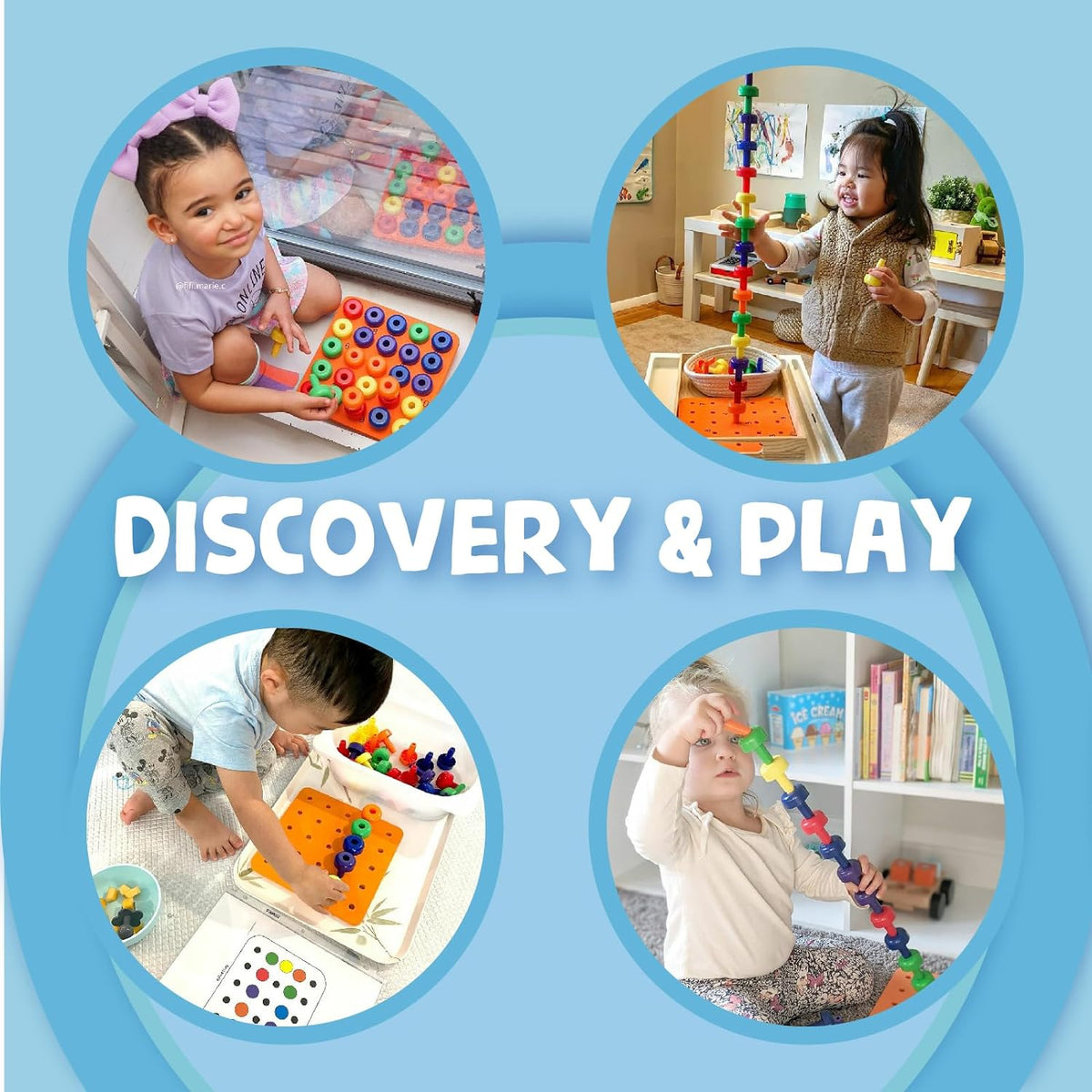 Sensory Peg Board 33 Piece Set - Montessori Occupational Therapy Toys for Kids & Toddlers 2+