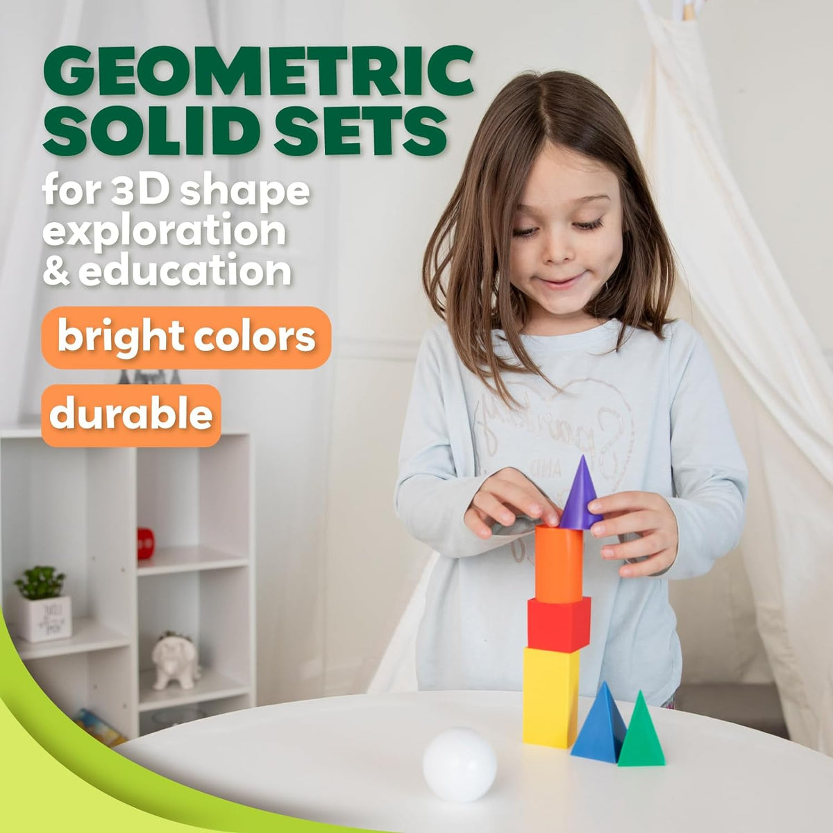 7 Jumbo Geometric Solids 3D Shapes for Kids