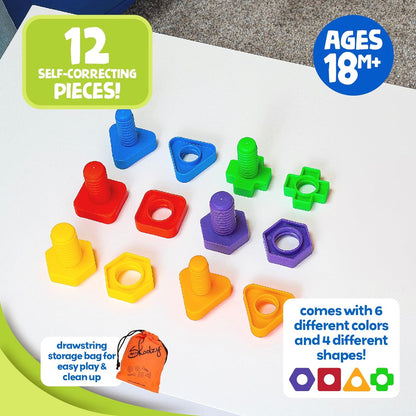 12 pc Jumbo Nuts and Bolts Set With Tote