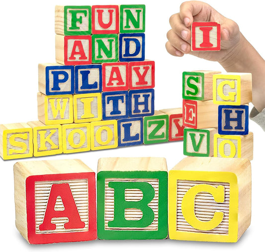 30 Wooden Alphabet Letter Blocks