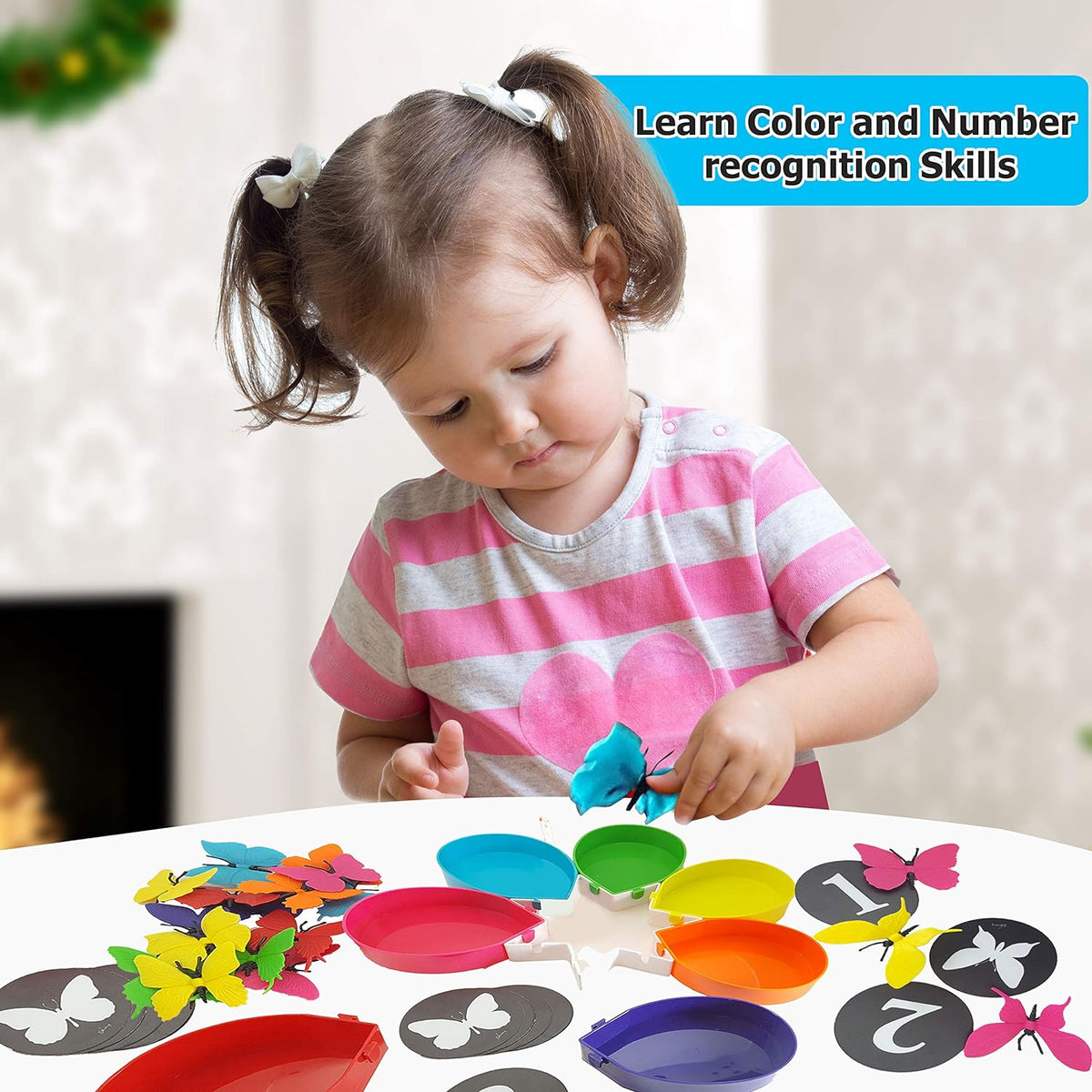 Butterfly Color Sorting 75 Piece Toys_and_Games Set, Counting Learning Activities for Toddlers & Preschool Educational Toys for Toddler