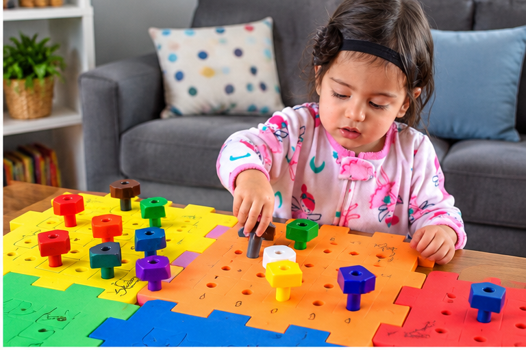 Activity Cube for Toddlers - Shape Sorter Pegboard
