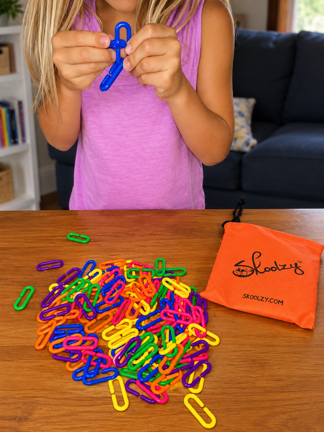 120 Rainbow Math Links With Tote for Toddlers